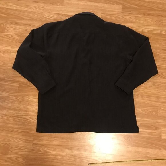 Alfred Sung Men's Black Long-Sleeve Hidden Button-Up Shirt L/G 100% Polyester - Picture 9 of 9